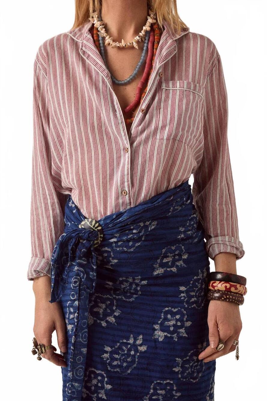 NEW MAISON HOTEL dada relaxed shirt in wine stripes
